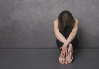 Image showing Sad woman, studio shot