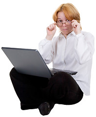 Image showing Woman sitting with the laptop