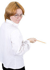 Image showing Woman with a pencil