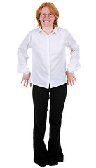 Image showing Confused woman standing on a white background