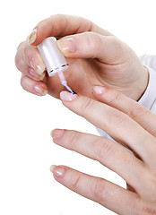 Image showing Female hands nails painting