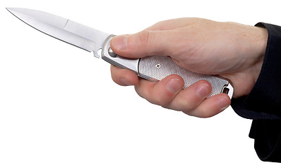Image showing Hand with a knife on a white