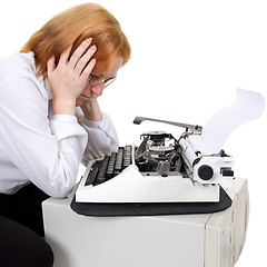 Image showing Woman and typewriter