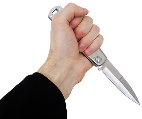 Image showing Hand with a knife on a white background