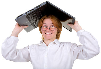 Image showing Girl under a roof from the laptop