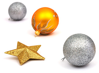 Image showing New-Year tree decorations on white