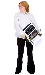 Image showing Woman with a typewriter