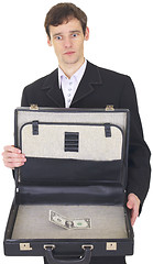 Image showing Man with suitcase containing one dollar