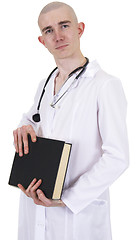 Image showing Doctor with a book and stetoscope