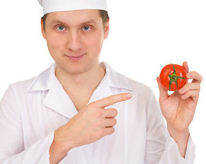 Image showing Cook with tomato in hand