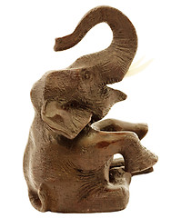 Image showing Brown statuette of elephant