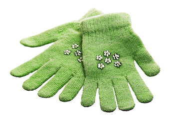 Image showing Green children's gloves