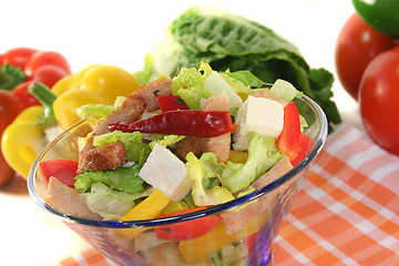 Image showing Mixed salad with turkey strips