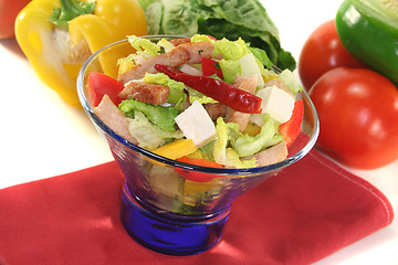 Image showing Mixed salad with turkey strips