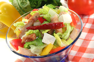 Image showing Mixed salad with turkey strips