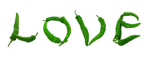 Image showing Love text composed of green peppers