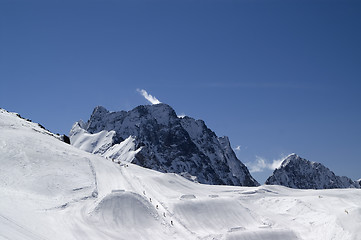 Image showing Snowboard park at ski resort