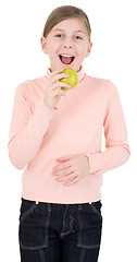 Image showing Girl and apple