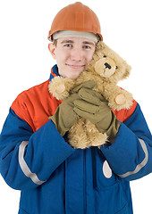 Image showing Builder and toy bear