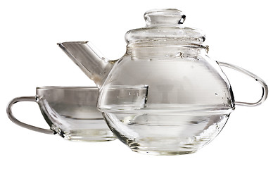 Image showing A transparent glass tea-set