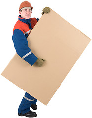 Image showing Laborer with box