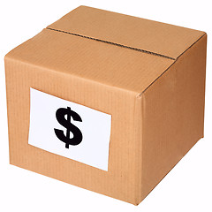 Image showing Carton box and sign of the dollar