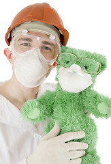 Image showing Scientist with bear