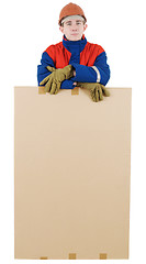 Image showing Laborer with box