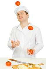 Image showing Funny cook with tomato