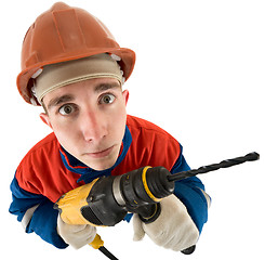 Image showing Laborer with drill 