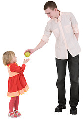 Image showing Little girl asks apple