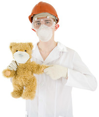 Image showing Scientist with bear