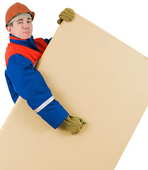 Image showing Labourer with box
