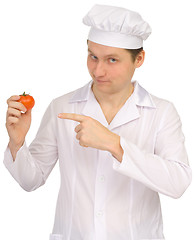 Image showing Cook with tomato in hand