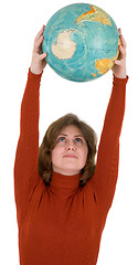 Image showing Woman and terrestrial globe