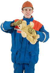 Image showing Labourer with bear