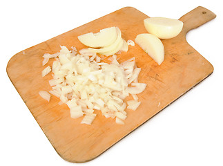 Image showing Cut onion on a chopping board