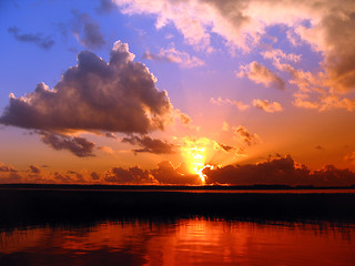 Image showing Red Sunset on lake