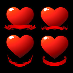 Image showing Red shiny hearts
