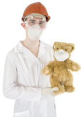 Image showing Scientist with bear