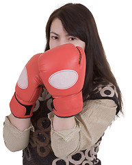 Image showing Girl in boxing-gloves