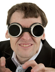 Image showing Funny man in welding goggles 