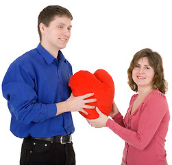 Image showing Man give heart to the woman 