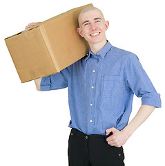 Image showing Man and cardboard