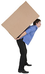 Image showing Man holding cardboard box