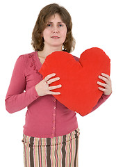 Image showing Woman with red heart