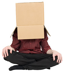 Image showing Man with a box on a head