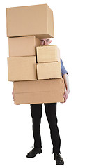Image showing Man and pile carton boxes