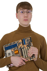 Image showing Student with an circuit board