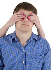 Image showing Man with covered eyes